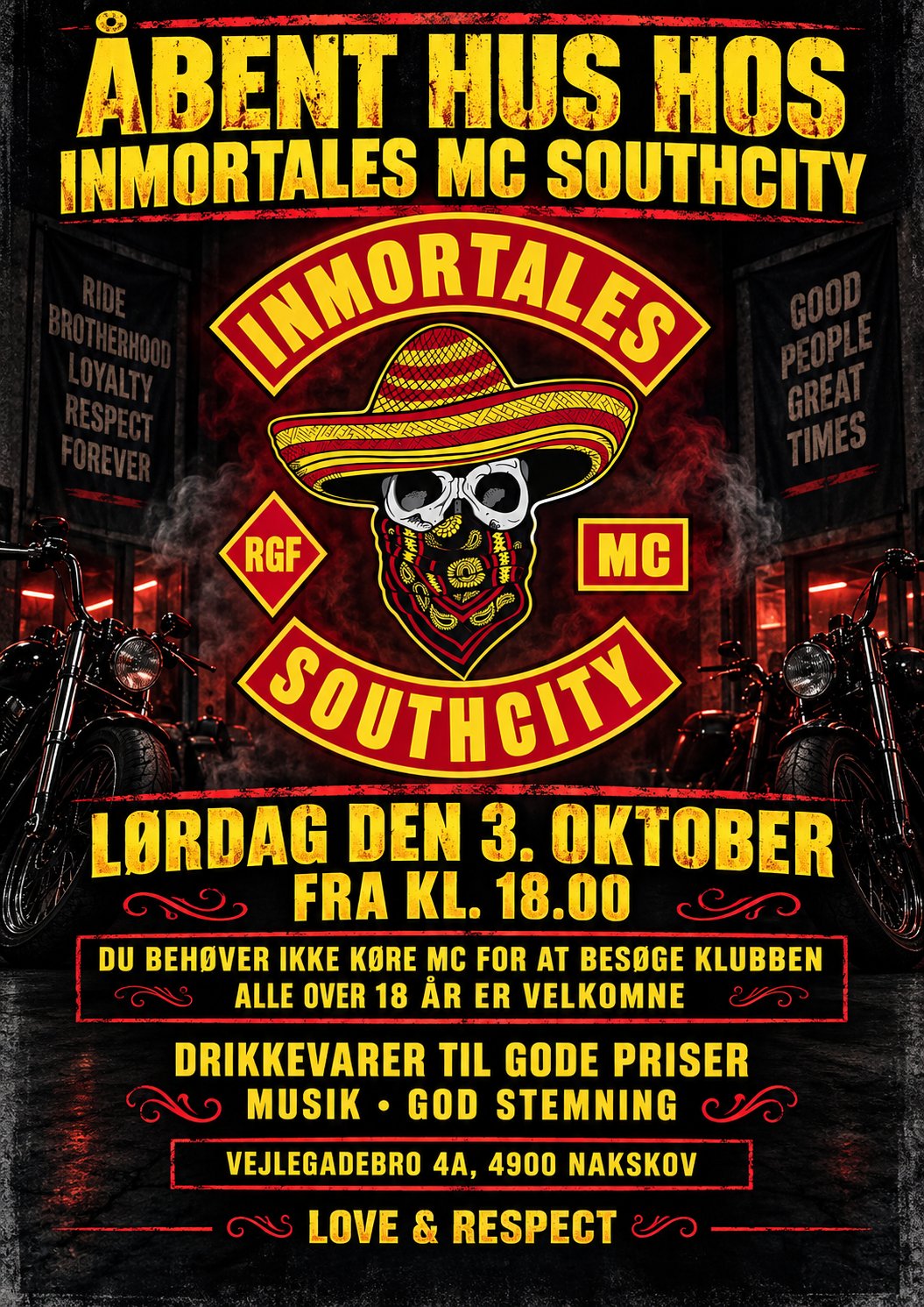 ❤️💛ÅBENT HUS HOS INMORTALES MC SOUTHCITY❤️💛